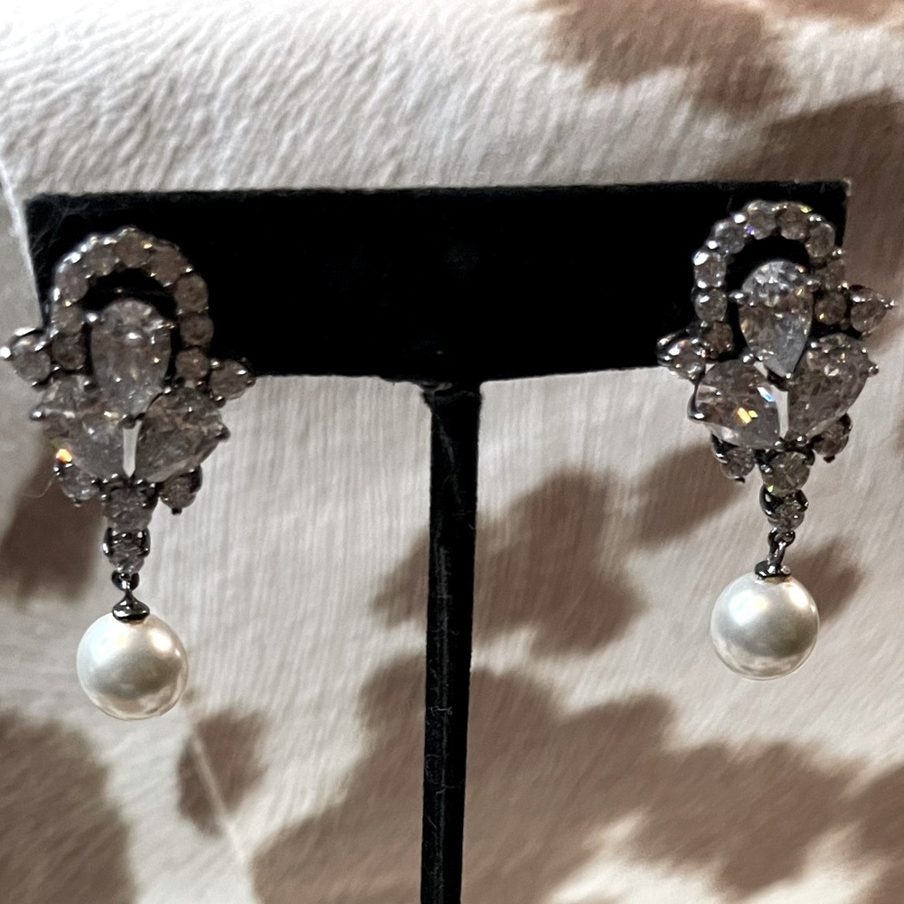 Nina pearl and cubic zirconium earrings
